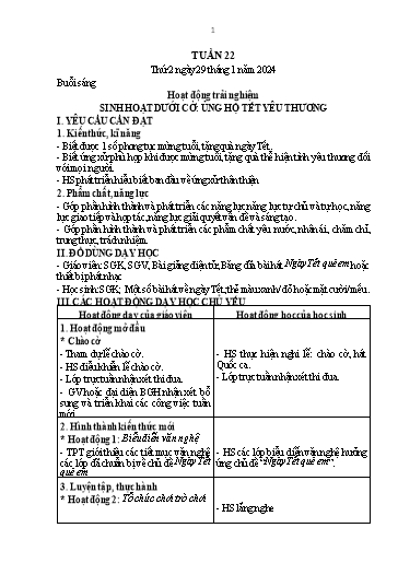 Kế hoạch bài dạy Toán + Tiếng Việt + Hoạt động trải nghiệm Lớp 1 - Tuần 22 - Năm học 2023-2024 - Nguyễn Thị Thanh Hiền