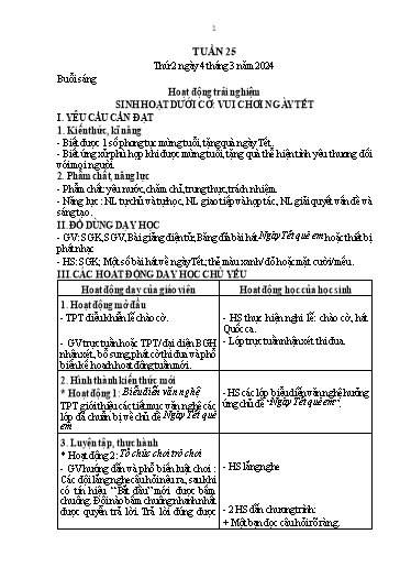 Kế hoạch bài dạy Toán + Tiếng Việt + Hoạt động trải nghiệm Lớp 1 - Tuần 25 - Năm học 2023-2024 - Nguyễn Thị Thanh Hiền