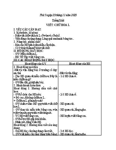 Kế hoạch bài dạy Toán + Tiếng Việt + Hoạt động trải nghiệm Lớp 2 - Tuần 12 - Năm học 2023-2024 - Phan Thị Loan