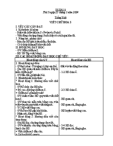 Kế hoạch bài dạy Toán + Tiếng Việt + Hoạt động trải nghiệm Lớp 2 - Tuần 21 - Năm học 2023-2024 - Hà Thị Mỹ Hướng