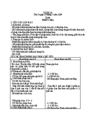 Kế hoạch bài dạy Toán + Tiếng Việt + Hoạt động trải nghiệm Lớp 2 - Tuần 20 - Năm học 2023-2024 - Hà Thị Mỹ Hướng