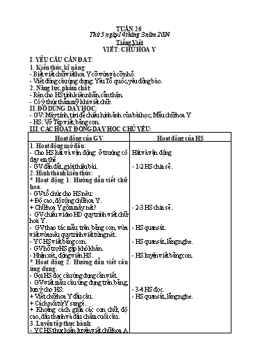 Kế hoạch bài dạy Toán + Tiếng Việt + Hoạt động trải nghiệm Lớp 2 - Tuần 26 - Năm học 2023-2024 - Hà Thị Mỹ Hướng