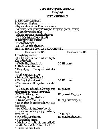 Kế hoạch bài dạy Toán + Tiếng Việt + Hoạt động trải nghiệm Lớp 2 - Tuần 17 - Năm học 2023-2024 - Phan Thị Loan