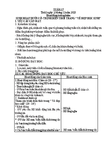 Kế hoạch bài dạy Toán + Tiếng Việt + Hoạt động trải nghiệm Lớp 2 - Tuần 17 - Năm học 2023-2024 - Nguyễn Thị Hồng Thuần