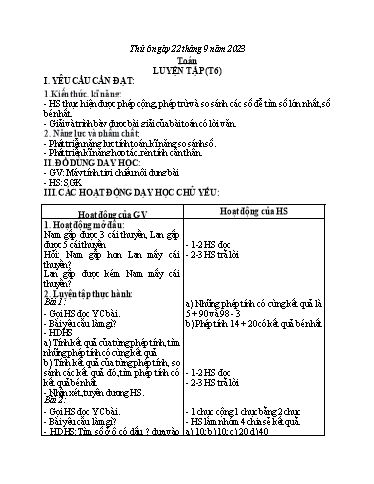 Kế hoạch bài dạy Toán + Tiếng Việt + Hoạt động trải nghiệm Lớp 2 - Tuần 3 - Năm học 2023-2024 - Mai Thị Thuận
