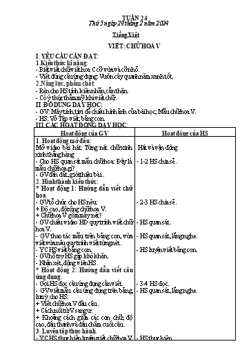 Kế hoạch bài dạy Toán + Tiếng Việt + Hoạt động trải nghiệm Lớp 2 - Tuần 24 - Năm học 2023-2024 - Hà Thị Mỹ Hướng