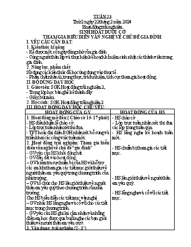 Kế hoạch bài dạy Toán + Tiếng Việt + Hoạt động trải nghiệm Lớp 2 - Tuần 23 - Năm học 2023-2024 - Nguyễn Thị Hồng Thuần