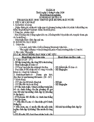 Kế hoạch bài dạy Toán + Tiếng Việt + Hoạt động trải nghiệm Lớp 2 - Tuần 29 - Năm học 2023-2024 - Nguyễn Thị Hồng Thuần