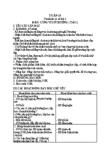 Kế hoạch bài dạy Tự nhiên & Xã hội Lớp 1+2 + Khoa học Lớp 4+5 - Tuần 10 - Nguyễn Thị Thanh Hiền