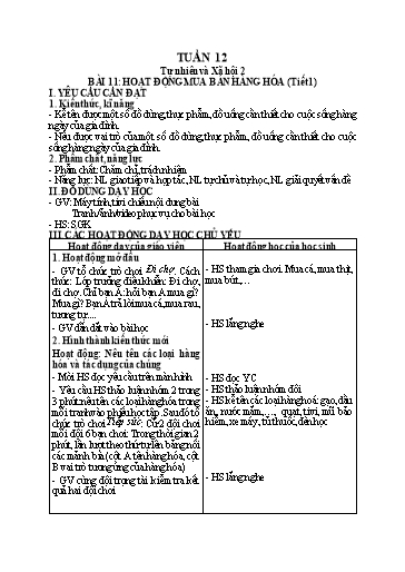 Kế hoạch bài dạy Tự nhiên & Xã hội Lớp 1+2 + Khoa học Lớp 4+5 - Tuần 12 - Nguyễn Thị Thanh Hiền