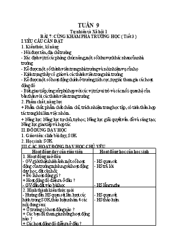Kế hoạch bài dạy Tự nhiên & Xã hội Lớp 1+2 + Khoa học Lớp 4+5 - Tuần 9 - Nguyễn Thị Thanh Hiền